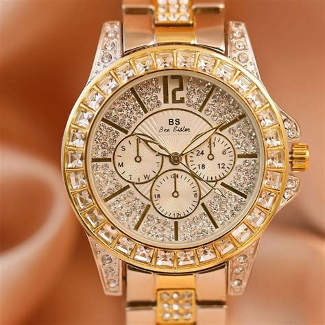 ladies bling watches gold.